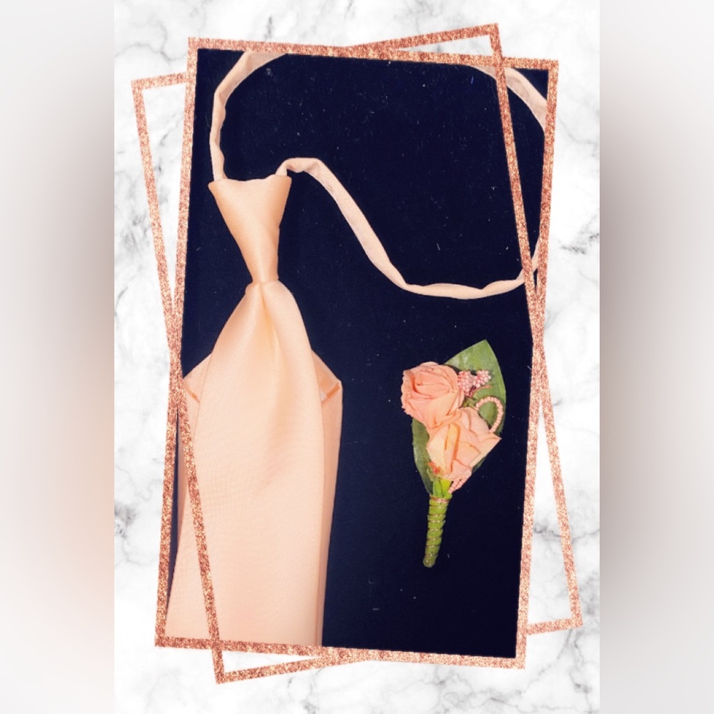 Custom Made Boutonniere With Matching Long Tie For Free